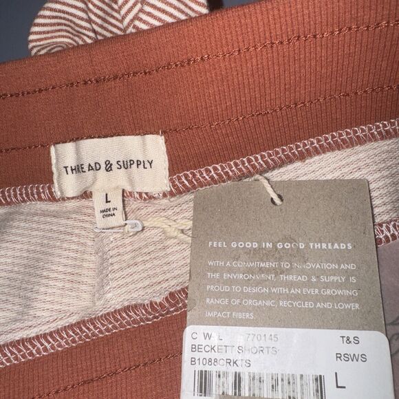 Thread & Supply Burnt Orange White Striped Shorts Womens Large L Pull On UT New - Picture 4 of 4